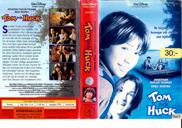 TOM OCH HUCK (vhs-omslag)