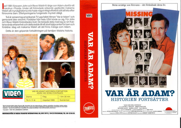 VAR ÄR ADAM ? (vhs-omslag)