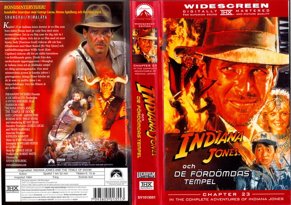 INDIANA JONES OCH DE FÖRDÖMDAS TEMPEL (Vhs-Omslag)