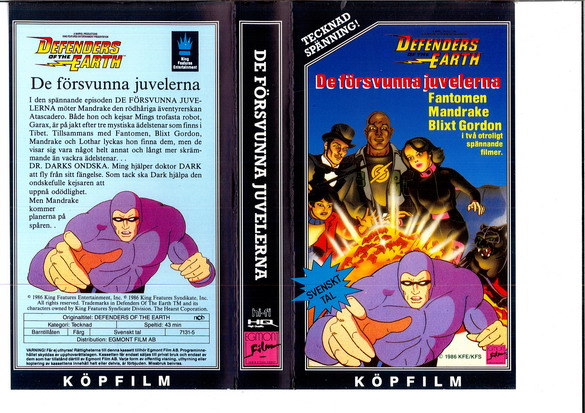 DEFENDERS OF THE EARTH - DE FÖRSVUNNA JUVELERNA (VHS)