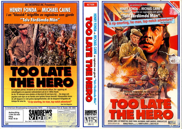 TOO LATE THE HERO(vhs-omslag)