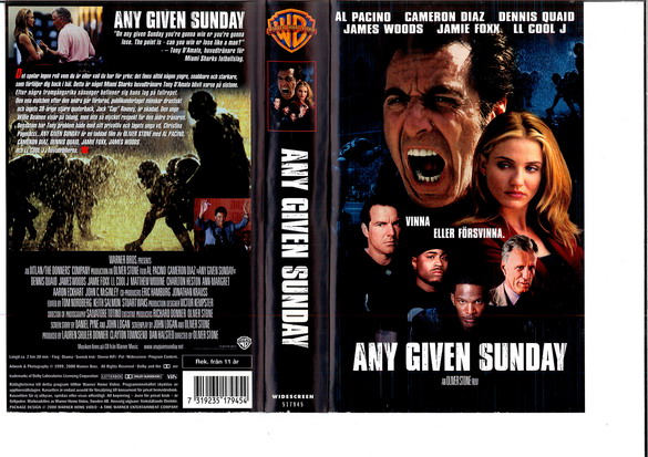 ANY GIVEN SUNDAG (VHS)
