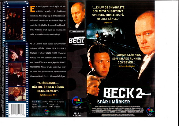 BECK 2  - SPÅR I MÖRKER (Vhs-Omslag)