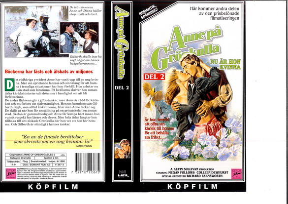 ANNE PÅ GRÖNKULLA DEL 2 (Vhs-Omslag)