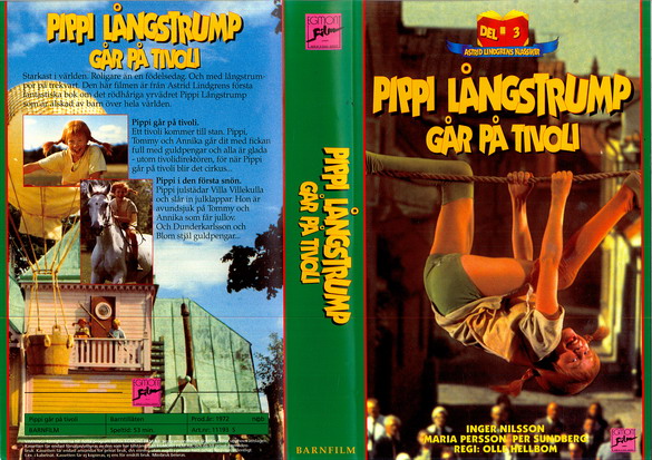 PIPPI LÅNGSTRUMP DEL 3 GÅR PÅ TIVOLI (Vhs-Omslag)
