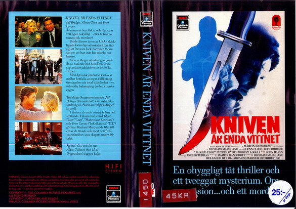 25103 KNIVEN ÄR ENDA VITTNET (VHS)