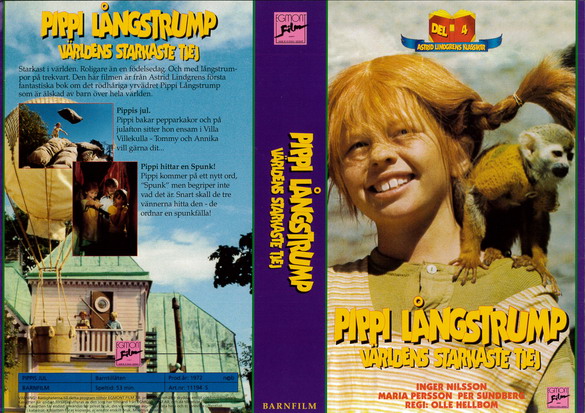 PIPPI LÅNGSTRUMP DEL 4 VÄRLDENS STARKASTE TJEJ (Vhs-Omslag)