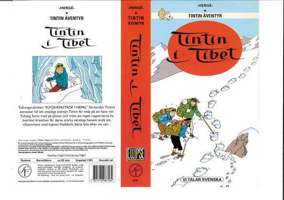 TINTIN I TIBET (vhs-omslag)