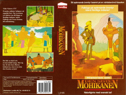 HISTORIEN OM DEN SISTA MOHIKANEN(vhs-omslag)