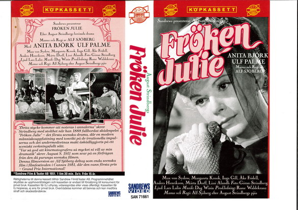 FRÖKEN JULIE(Vhs-Omslag)