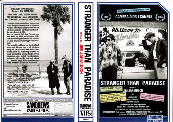 STRANGER THAN PARADISE (vhs-omslag)
