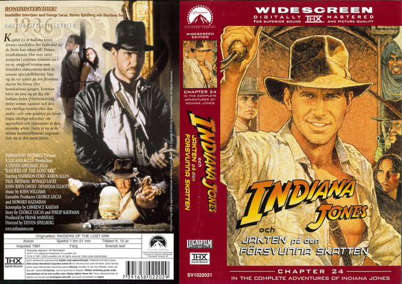 INDIANA JONES OCH JAKTEN PÅ DEN FÖRSVUNNA SKATTEN (Vhs-Omslag)