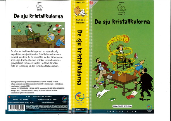 TINTIN'S ÄVENTYR - DE SJU KRISTALLKRONORNA (Vhs-Omslag)