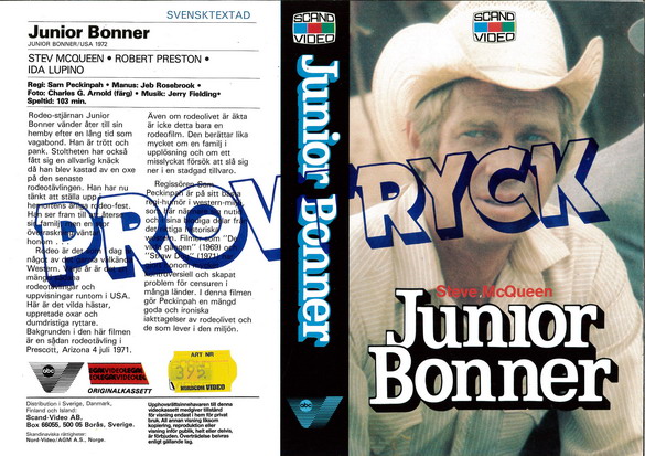 JUNIOR BONNER(vhs omslag)