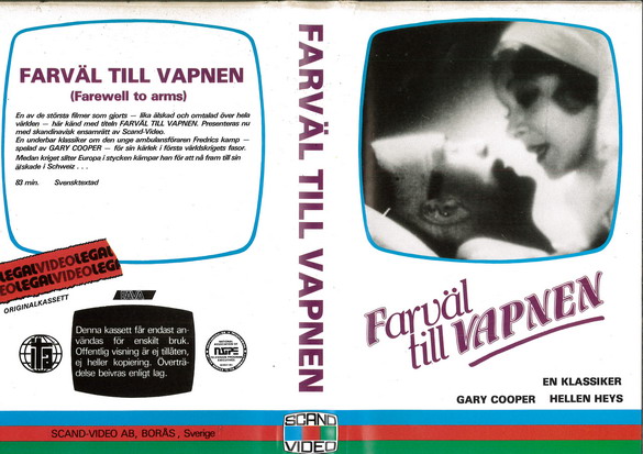 FARVÄL TILL VAPEN (VHS)