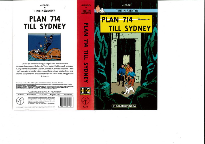 TINTIN ÄVENTYR - PLAN 714 TILL SYDNEY (VHS)
