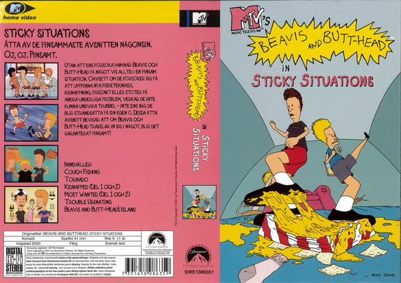 BEAVIS AND BUTTHEAD: STICKY SITUATIONS(Vhs-Omslag)