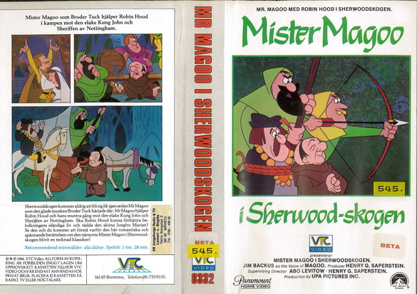 8332 MR MAGOO I SHERWOODSKOGEN (VHS)