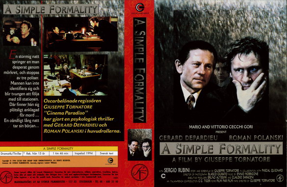 A SIMPLE FORMALITY (vhs)