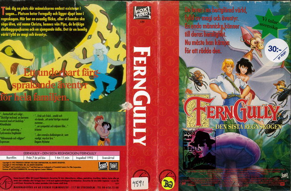 FERNGULLY - DEN SISTA REGNSKOGEN (vhs-omslag)