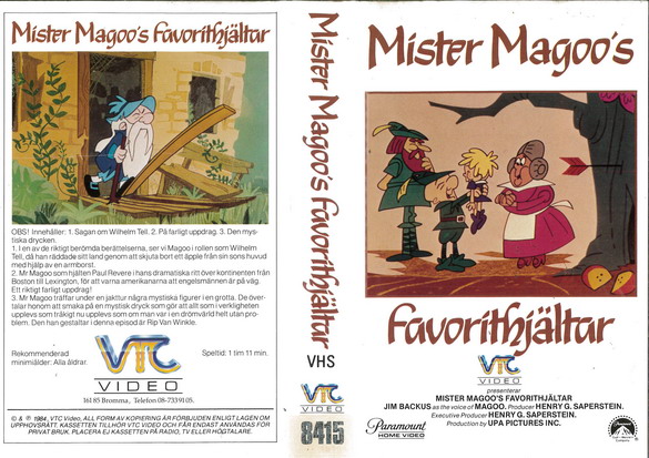8415 MR MAGOO FAVORITHJÄLTAR (VHS)