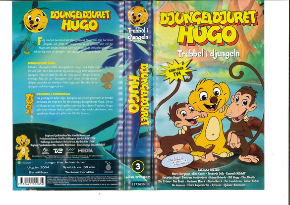 DJUNGELDJURET HUGO DEL 3 TRUBBEL I DJUNGELN  (VHS)