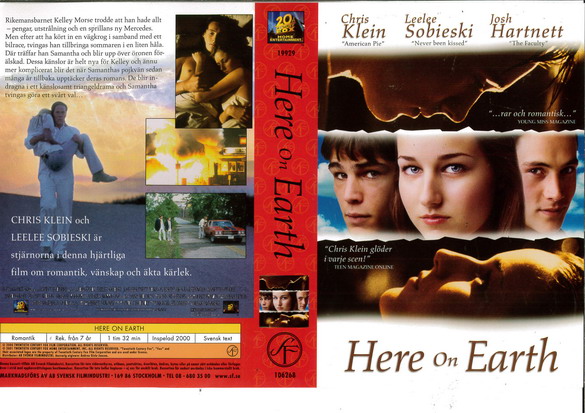 HERE ON EARTH (vhs-omslag)
