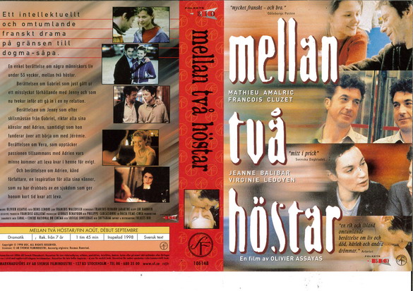 MELLAN TVÅ HÖSTAR (vhs-omslag)