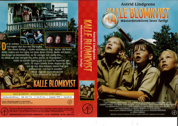 KALLE BLOMKVIST - MÄSTERDETEKTIVEN LEVER FARLIGT (vhs-omslag)