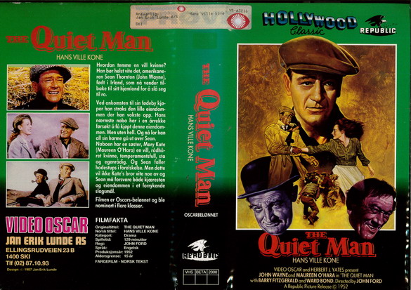 QUIET MAN (VHS) NORGE