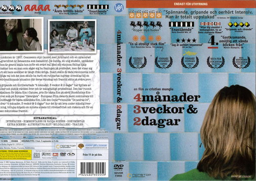 4 MÅNADER 3 VECKOR & 2 DAGAR (DVD OMSLAG)