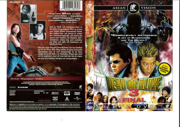 DEAD OR ALIVE 3: FINAL (DVD OMSLAG)