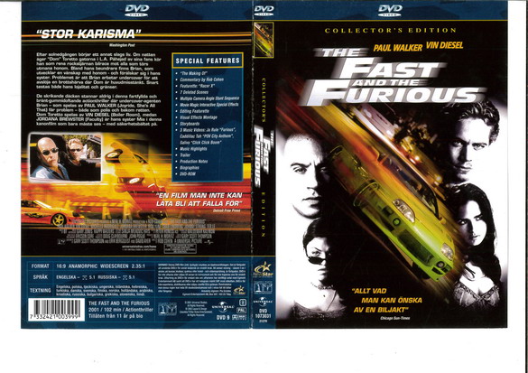 FAST AND THE FURIOUS (DVD OMSLAG)