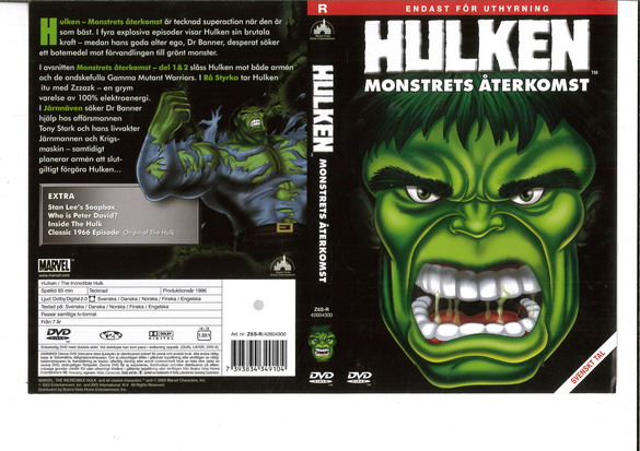 HULKEN - MONSTRETS ÅTERKOMST (DVD OMSLAG)