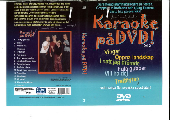 KARAOKE PÅ DVD DEL 2 (DVD OMSLAG)