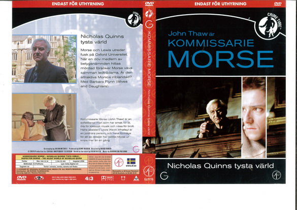 KOMMISARIE MORSE: NICHOLAS QUINNS TYSTA VÄRLD (DVD OMSLAG)