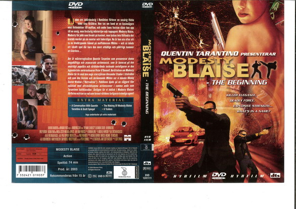 MODESTY BLAISE - BEGINNING (DVD OMSLAG)