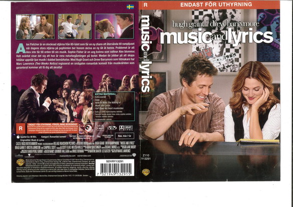 MUSIC AND LYRICS (DVD OMSLAG)