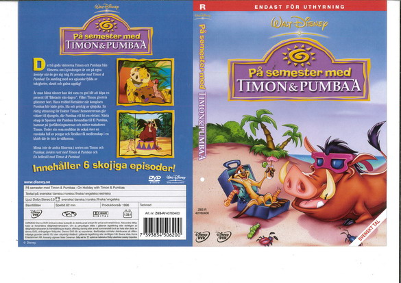 PÅ SEMESTER MED TIMON & PUMBAA (DVD OMSLAG)