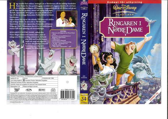 RINGAREN I NOTRE DAME (DVD OMSLAG) disney