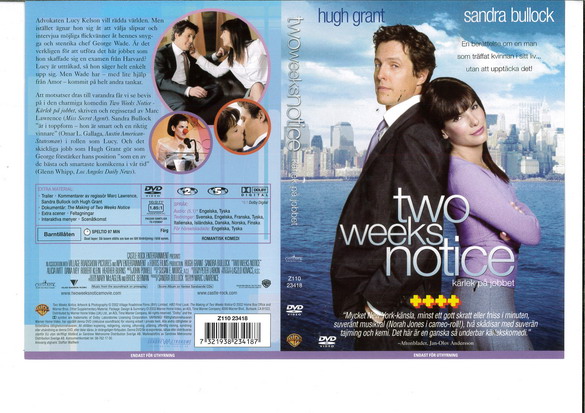 TWO WEEKS NOTICE (DVD OMSLAG)