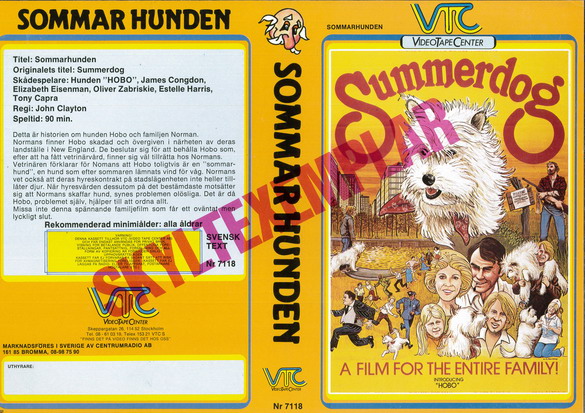 SOMMARHUNDEN - SKYLTEXEMPLAR (Vhs-omslag)