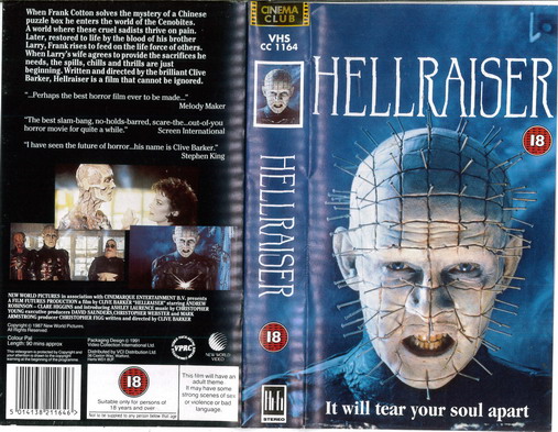 HELLRAISER (CINEMA CLUB) UK - VHS