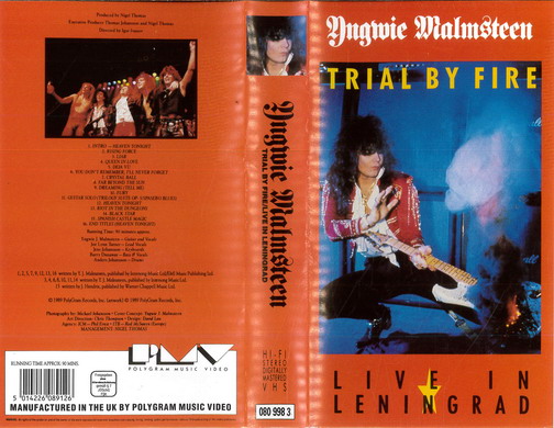 YNGWIE MALMSTEEN - TRIAL BY FIRE (BEG VHS)