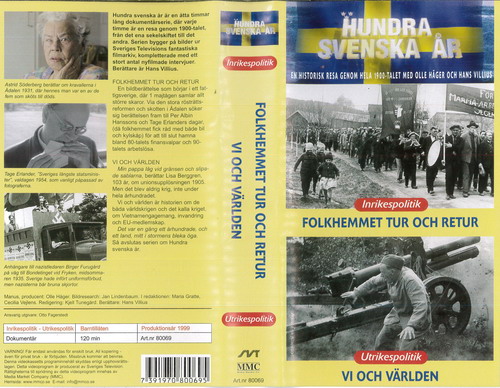 HUNDRA SVENSKA ÅR - INRIKESPOLITIK (VHS)NY