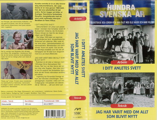 HUNDRA SVENSKA ÅR - ARBETE (VHS)NY