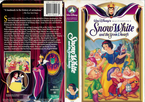 SNOW WHITE AND THE SEVEN DWARFS  (VHS) USA