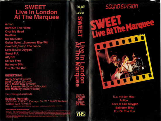 SWEET - LIVE IN LONDON AT THE MARQUEE (BEG VHS)