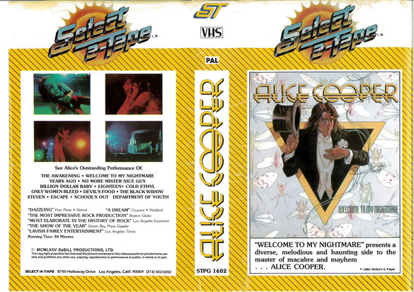 ALICE COOPER - WELCOME TO MY NIGHTMARE (VHS) USA