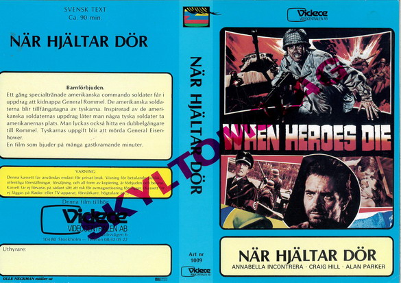 NÄR HJÄLTAR DÖR (vhs omslag)